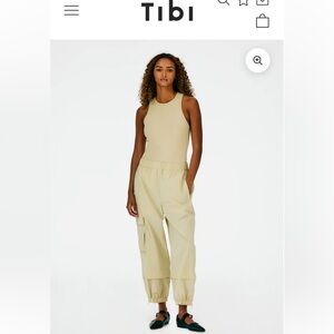 TIBI T-Shirt Crewneck Racerback Bodysuit Powder Yellow XS